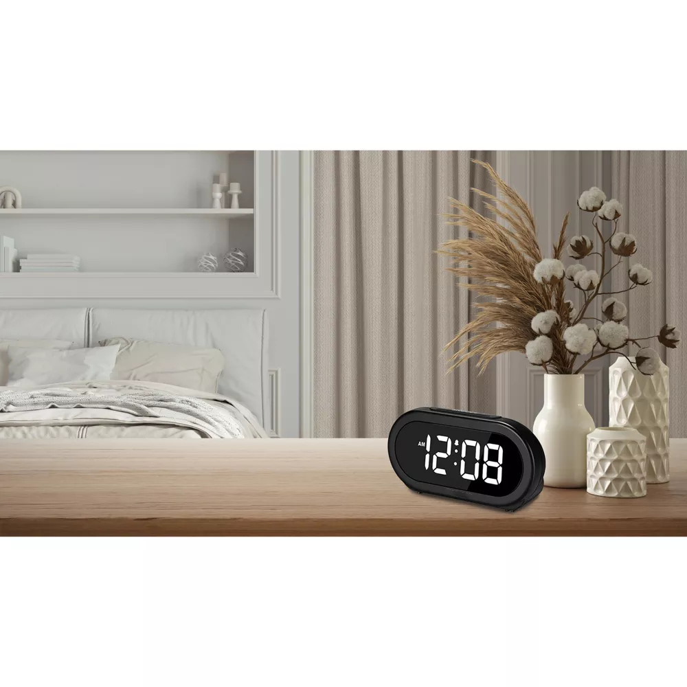 Digital Alarm Clock with 5 Alarm Tones and Brightness Adjustment