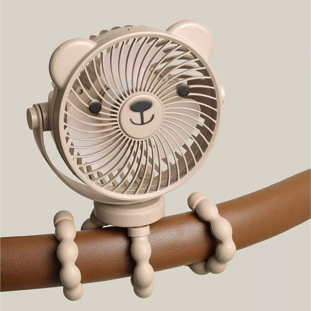 Cute Bear Stroller Portable Fan with Flexible Tripod and 3 Wind Speeds