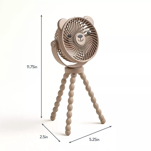 Cute Bear Stroller Portable Fan with Flexible Tripod and 3 Wind Speeds